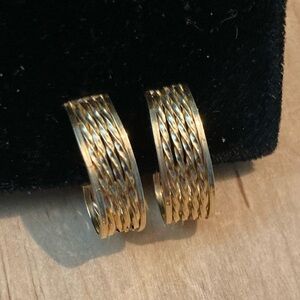 14k twisted wire J Hoop Omega clip back Earrings